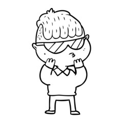 Obraz premium cartoon boy wearing sunglasses