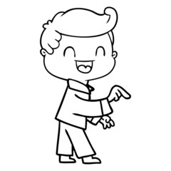 cartoon happy man pointing