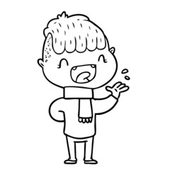 Obraz premium cartoon happy boy laughing