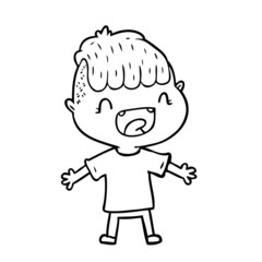 cartoon happy boy laughing