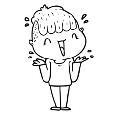 cartoon happy boy surprised