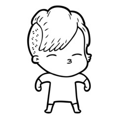 cartoon squinting girl