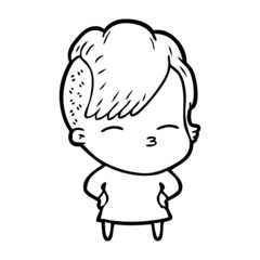 cartoon squinting girl