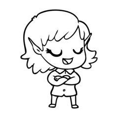 Fototapeta premium happy cartoon elf girl