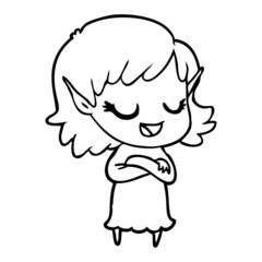 happy cartoon elf girl
