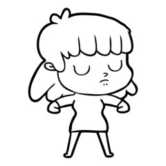 cartoon indifferent woman