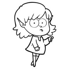 cartoon elf girl pointing