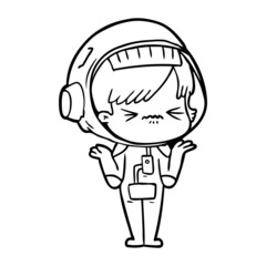 confused cartoon space girl