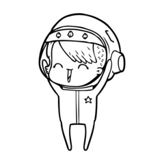 happy cartoon space girl