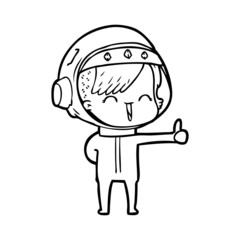 happy cartoon space girl