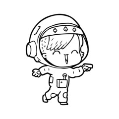 happy cartoon space girl