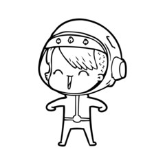 happy cartoon space girl