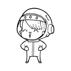 happy cartoon space girl