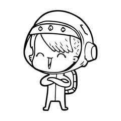 happy cartoon space girl