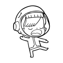 Obraz premium cartoon talking astronaut woman