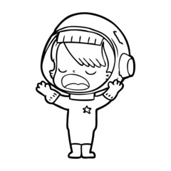 cartoon astronaut girl talking