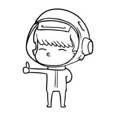 cartoon curious astronaut giving thumbs up