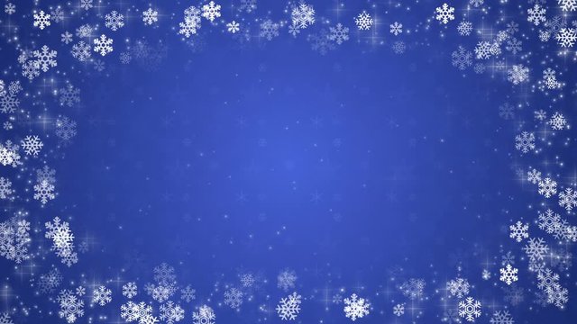 Blue background with snowflakes and glowing particles