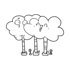 cartoon trees with faces