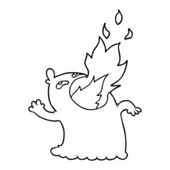 cartoon fire breathing ghost