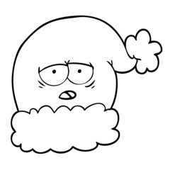 cartoon christmas santa hat with tired face