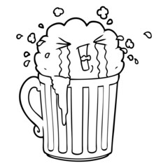 cartoon mug of beer crying