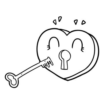 cartoon heart with key