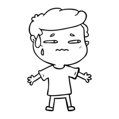 cartoon anxious man