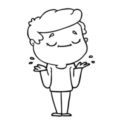 cartoon peaceful man shrugging