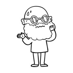 cartoon worried man with beard and sunglasses