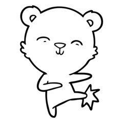 happy cartoon polar bear kicking