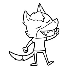 cartoon wolf giving peace sign