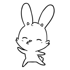 curious waving bunny cartoon