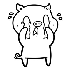 crying pig cartoon