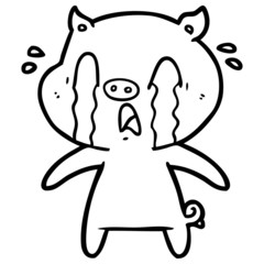 crying pig cartoon