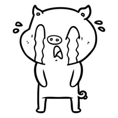 crying pig cartoon
