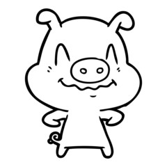 Fototapeta premium nervous cartoon pig