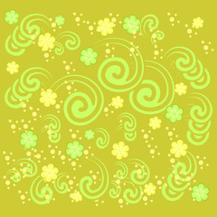 floral green yellow background with waves