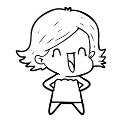 cartoon happy woman