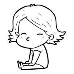 cartoon woman sitting