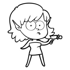 cartoon elf girl with ray gun