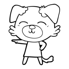 cartoon dog in dress pointing