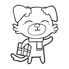cartoon dog ready for xmas