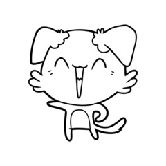 happy little pointing dog cartoon