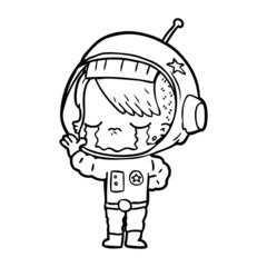 cartoon crying astronaut girl