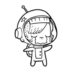 cartoon crying astronaut girl
