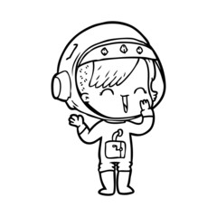 cartoon laughing astronaut girl 