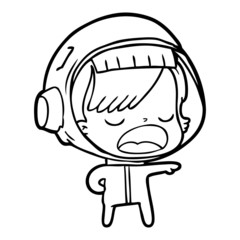 cartoon astronaut woman explaining