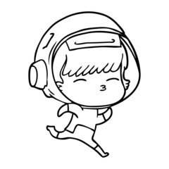 cartoon running astronaut