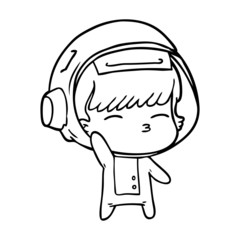 cartoon curious astronaut waving